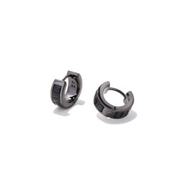 KENDRA SCOTT Jack Gunmetal Huggie Earrings in Black Spinel