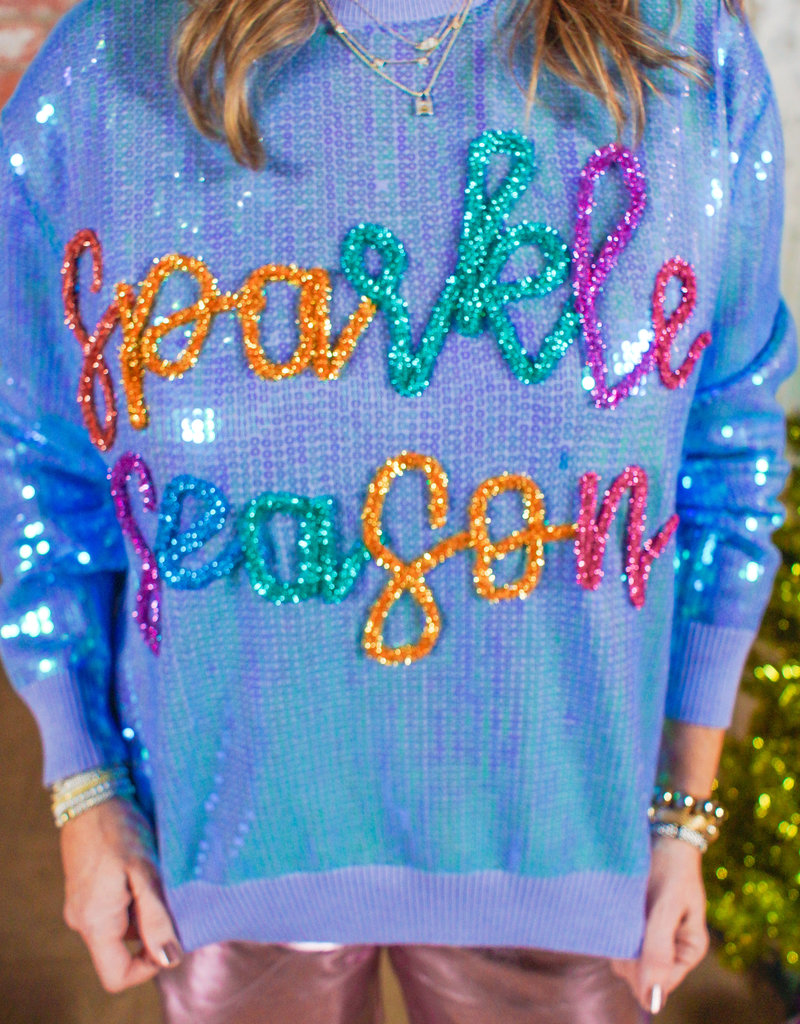 QUEEN OF SPARKLES Queen of Sparkles Periwinkle Sparkle Season Sweater