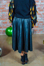 SEE & BE SEEN Pleated Faux Leather Long Skirt