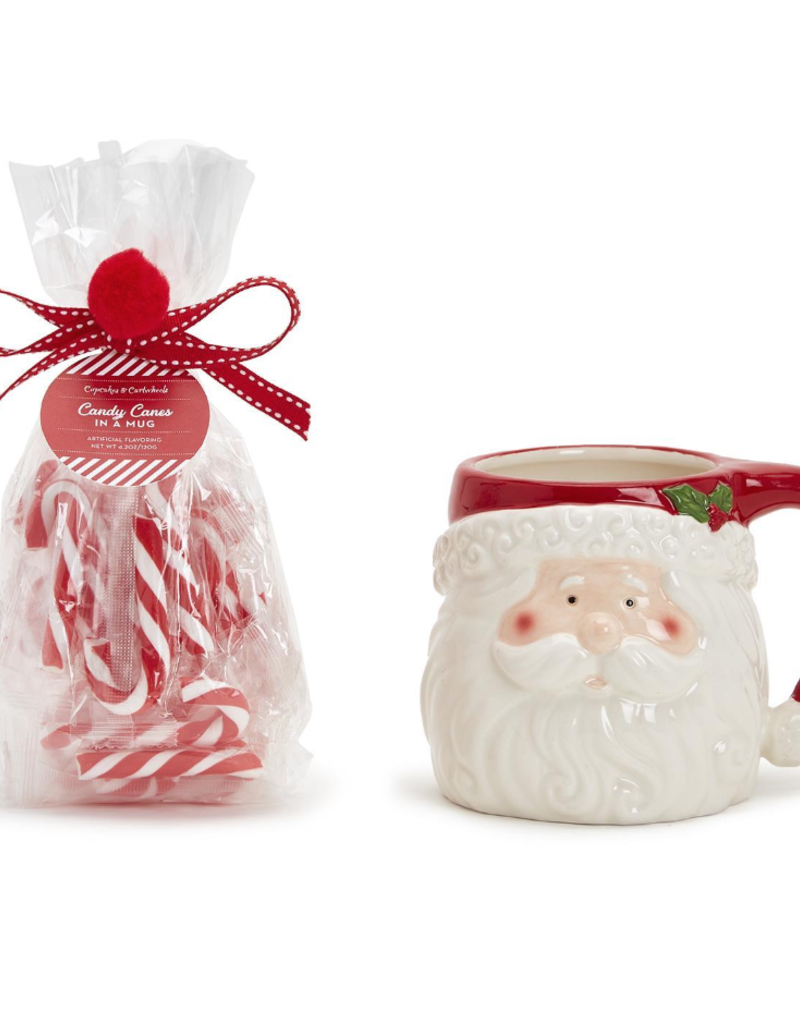 TWO'S COMPANY Jolly Santa Mug with Candy Canes