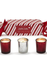 TWO'S COMPANY Set of 3 Candy Cane Scented Candles