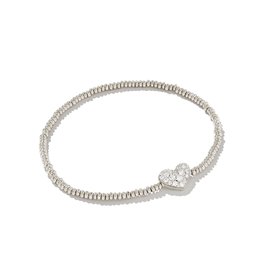 KENDRA SCOTT Ari Pave White Crystal Heart Stretch Bracelet