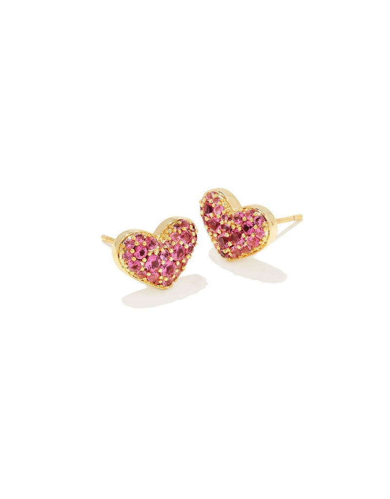 KENDRA SCOTT Ari Pave Pink Crystal Heart Earrings
