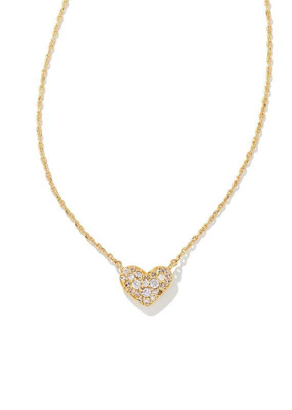 KENDRA SCOTT Ari Pave White Crystal Heart Necklace