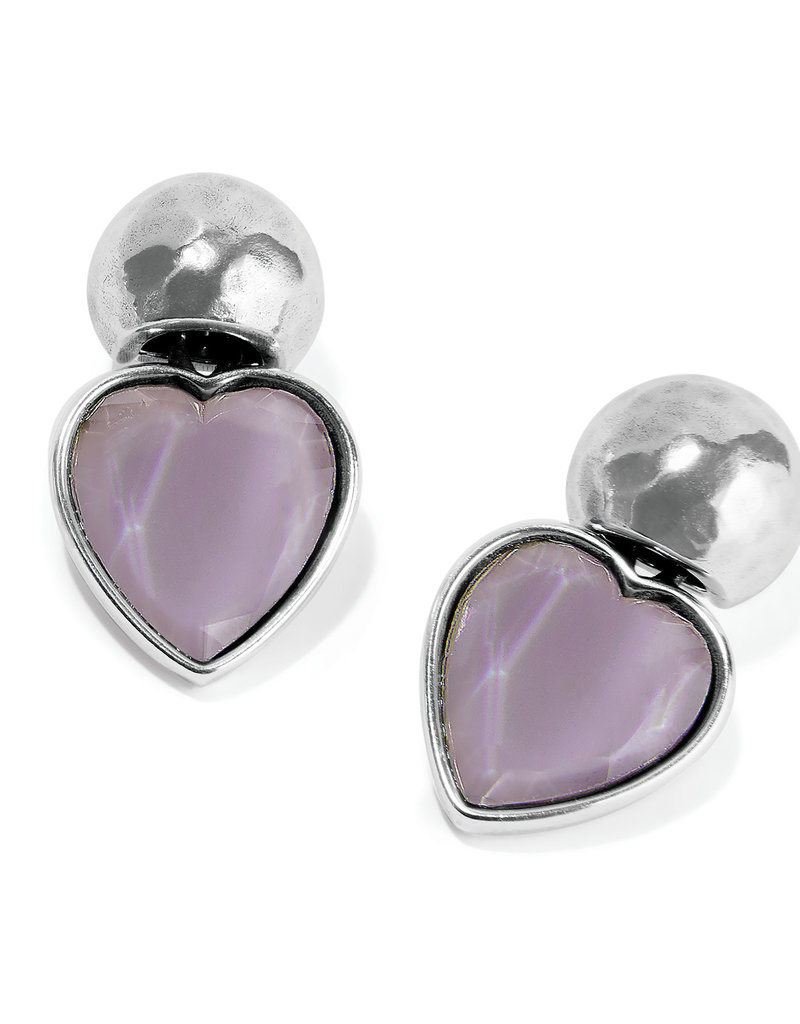 Loving Heart Post Drop Earrings in Lilac