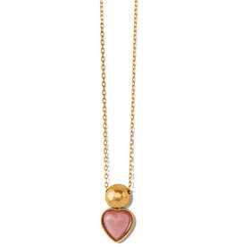 Loving Heart Gold Necklace in Pink