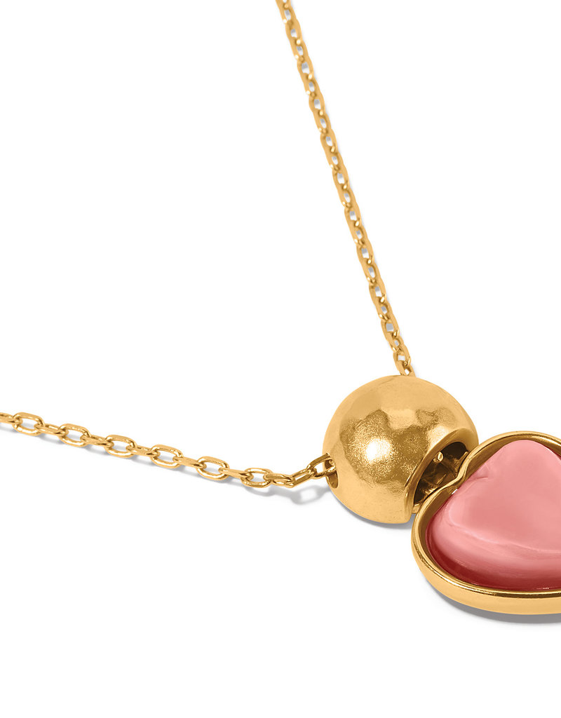 Loving Heart Gold Necklace in Pink