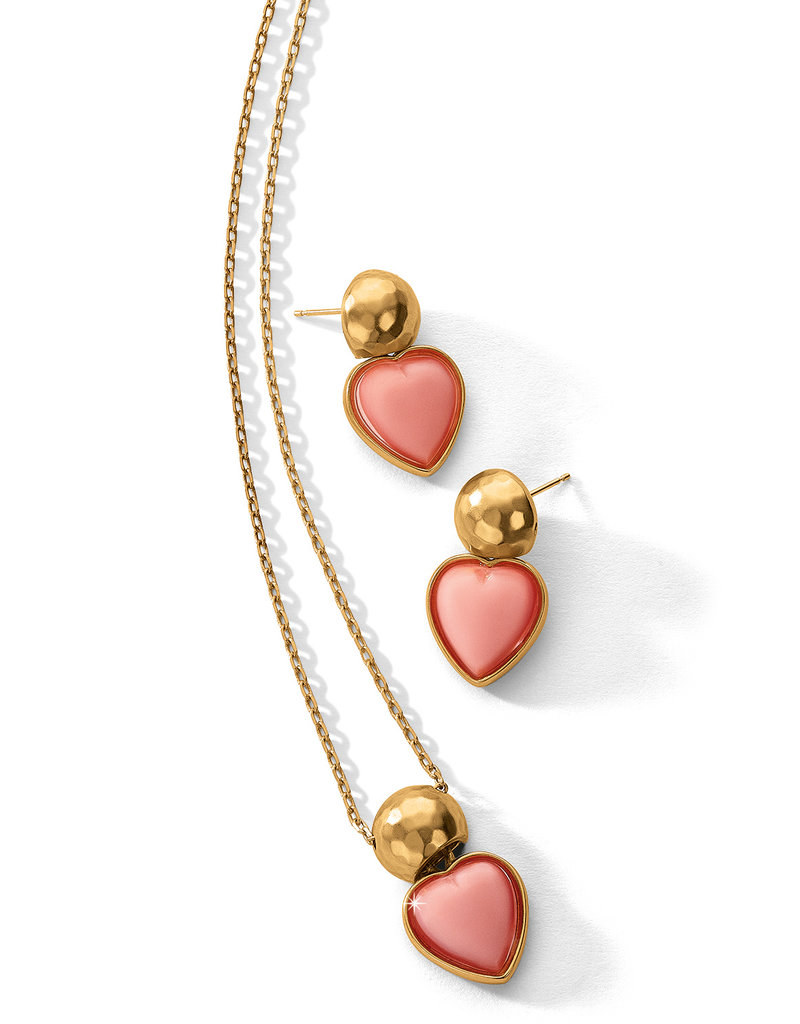 Loving Heart Gold Necklace in Pink