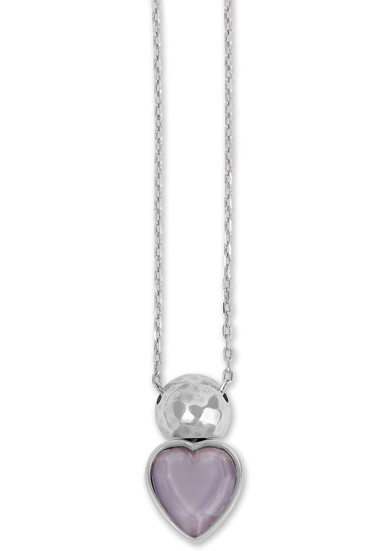 Loving Heart Silver Necklace in Lilac