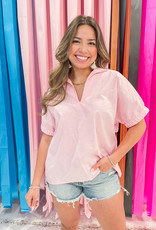 J.HOFFMAN'S Betsy Collared Top in Chambray Pink