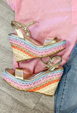 J.HOFFMAN'S Jacinta Wedge Sandal in Gold