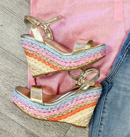 J.HOFFMAN'S Jacinta Wedge Sandal in Gold