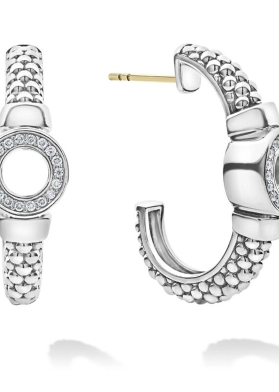 LAGOS Caviar Spark Diamond Circle Half Hoop Earrings