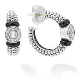 LAGOS Black Caviar Black Ceramic and Diamond Circle Hoop Earrings
