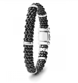 LAGOS Black Caviar 5 Silver Bar Station 6mm Bracelet