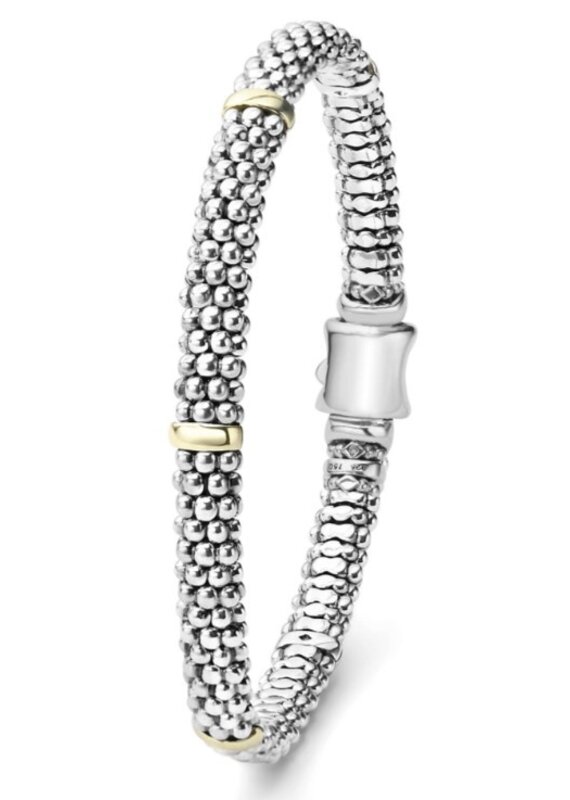 LAGOS Signature Caviar 6mm Beaded Bracelet w/ Gold Bars