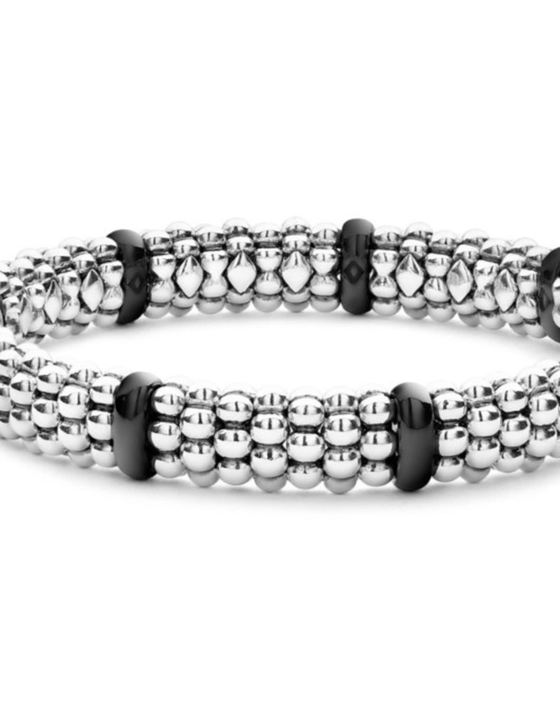 LAGOS Black Caviar Ceramic Four Station Diamond Caviar Bracelet