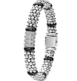 LAGOS Black Caviar Ceramic Four Station Diamond Caviar Bracelet