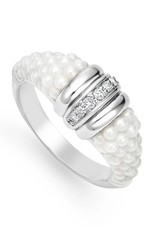 LAGOS White Caviar Ceramic Diamond Stacking Ring