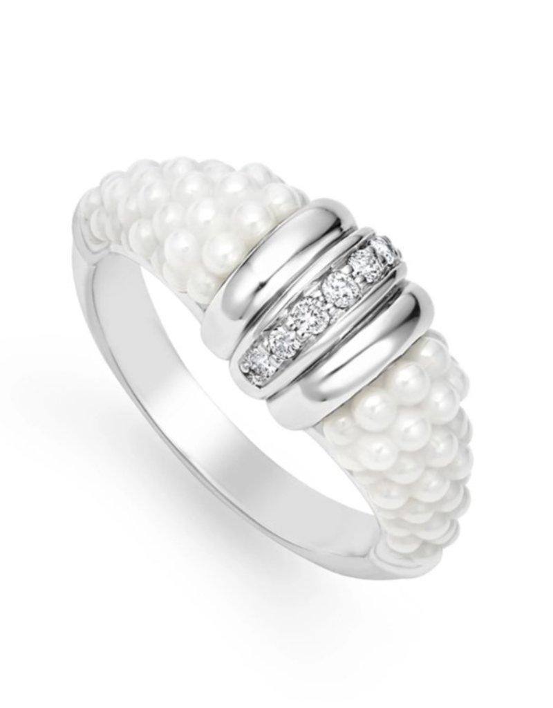 LAGOS White Caviar Ceramic Diamond Stacking Ring