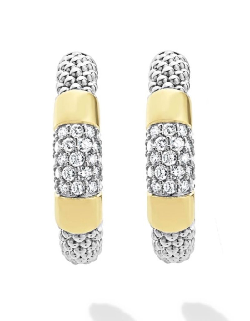 LAGOS High Bar Diamond Gold Station Diamond Hoop Earrings