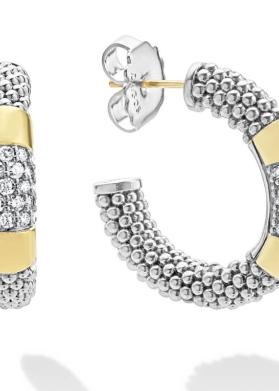 LAGOS High Bar Diamond Gold Station Diamond Hoop Earrings