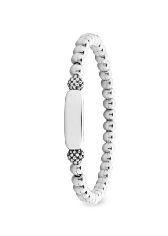 LAGOS Signature Caviar Silver Station Stretch Bead Bracelet
