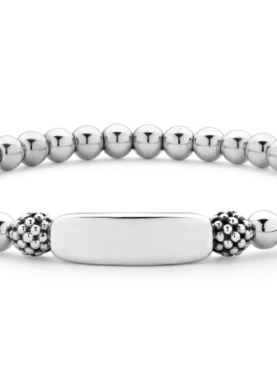 LAGOS Signature Caviar Silver Station Stretch Bead Bracelet