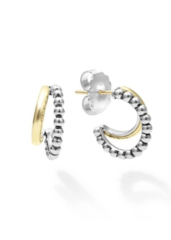 LAGOS Signature Caviar Two Tone Mini Hoop Earrings
