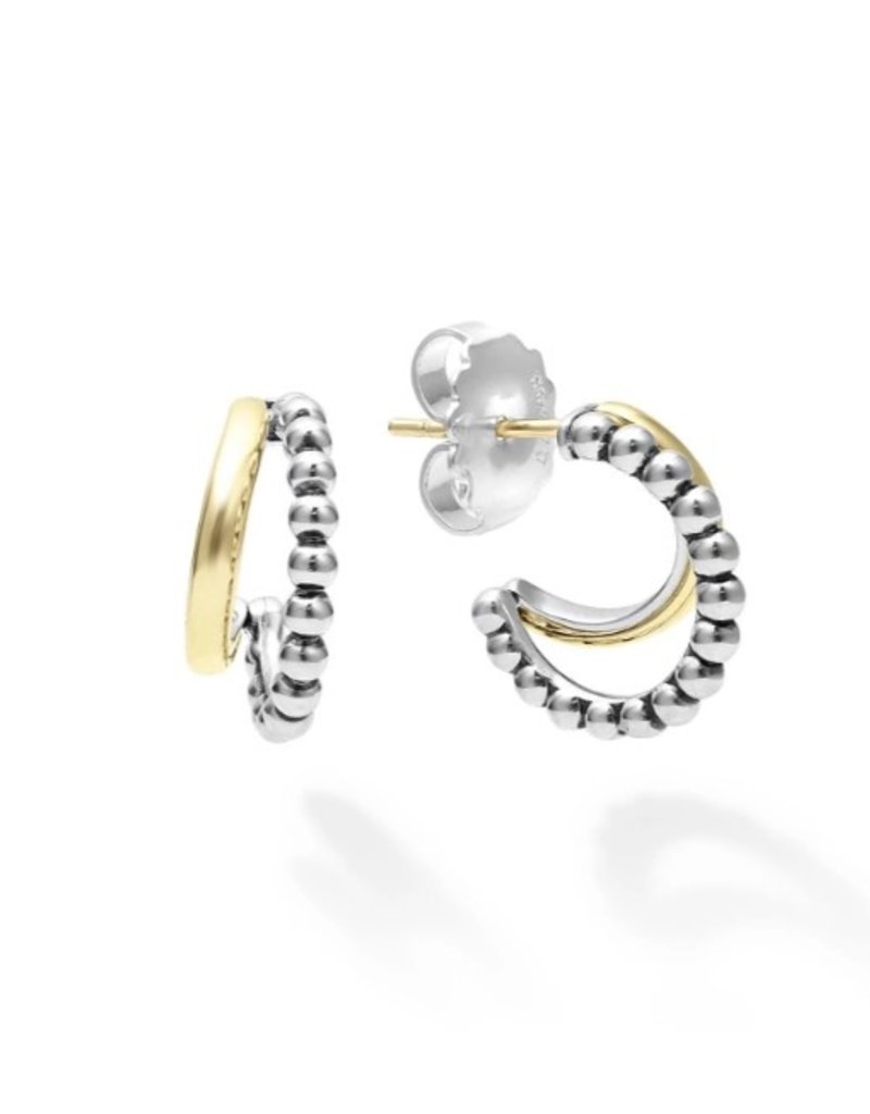 LAGOS Signature Caviar Two Tone Mini Hoop Earrings