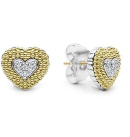 LAGOS Caviar Lux Diamond Heart Stud Earrings