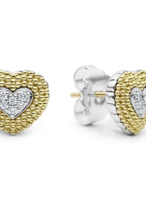 LAGOS Caviar Lux Diamond Heart Stud Earrings