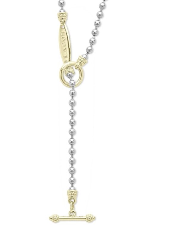 LAGOS Signature Caviar Two Tone Beaded Toggle Necklace