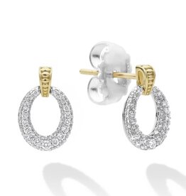 LAGOS Caviar Lux 18K Gold Oval Drop Diamond Earring