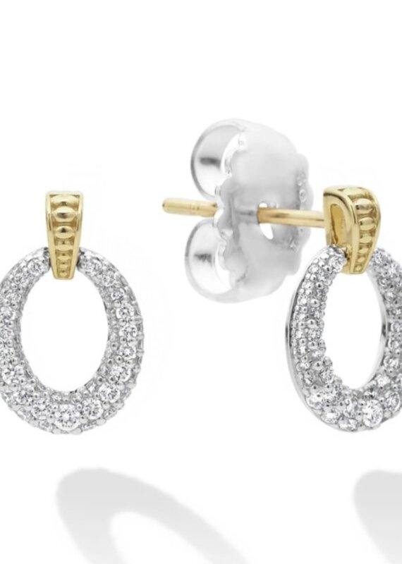 LAGOS Caviar Lux 18K Gold Oval Drop Diamond Earring
