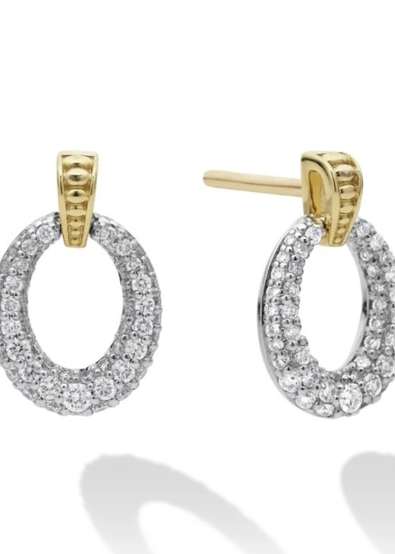 LAGOS Caviar Lux 18K Gold Oval Drop Diamond Earring