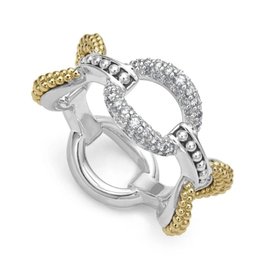 LAGOS Caviar Lux Large 18K Gold Eternity Diamond Ring