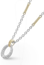 LAGOS Caviar Lux Two Tone Oval Diamond Pendant Necklace