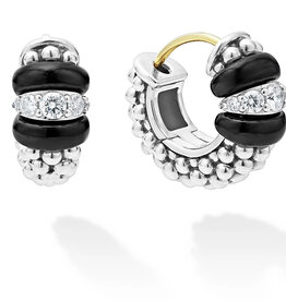 LAGOS Black Caviar Black Ceramic and Diamond Huggie Earrings