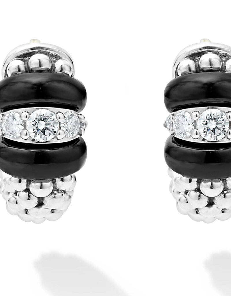 LAGOS Black Caviar Black Ceramic and Diamond Huggie Earrings