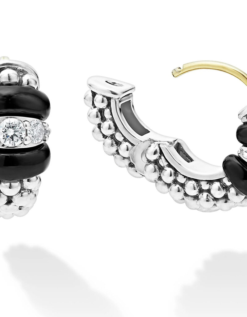 LAGOS Black Caviar Black Ceramic and Diamond Huggie Earrings