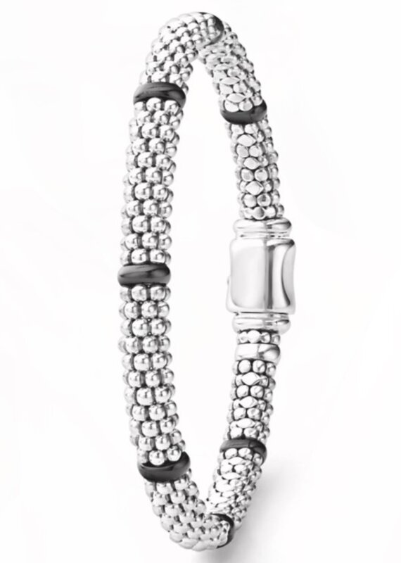 LAGOS Signature Caviar Black Ceramic 7 Station 6mm Bracelet