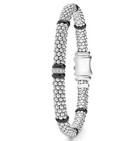 LAGOS Black Caviar Single Station Diamond Caviar Bracelet  6mm