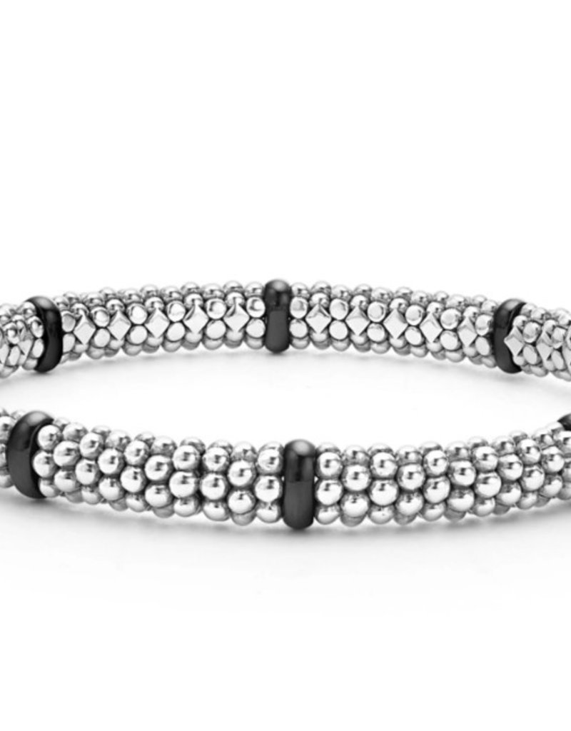 LAGOS Black Caviar Single Station Diamond Caviar Bracelet  6mm