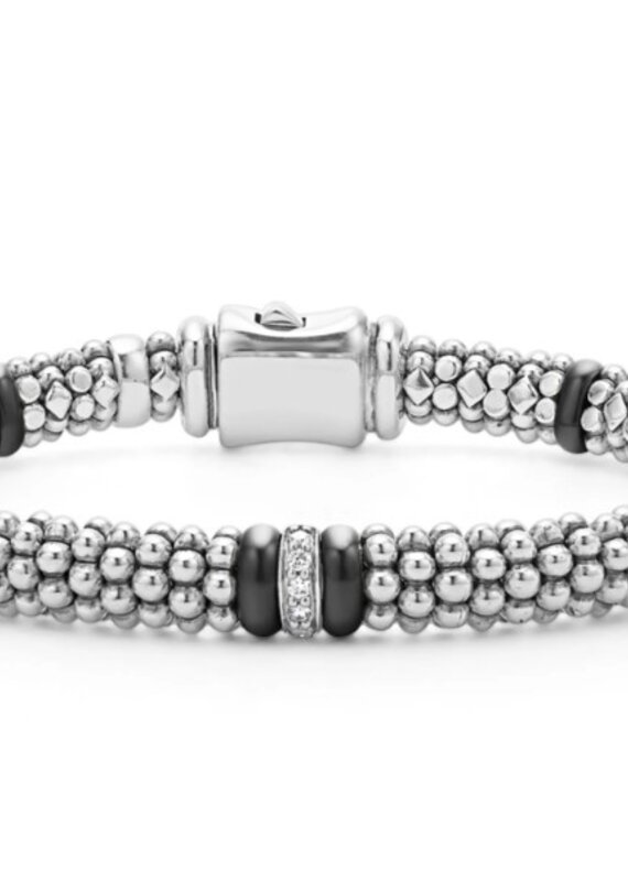 LAGOS Black Caviar Single Station Diamond Caviar Bracelet  6mm