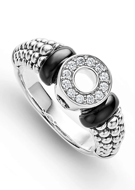 LAGOS Black Caviar Black Ceramic and Diamond Circle Ring