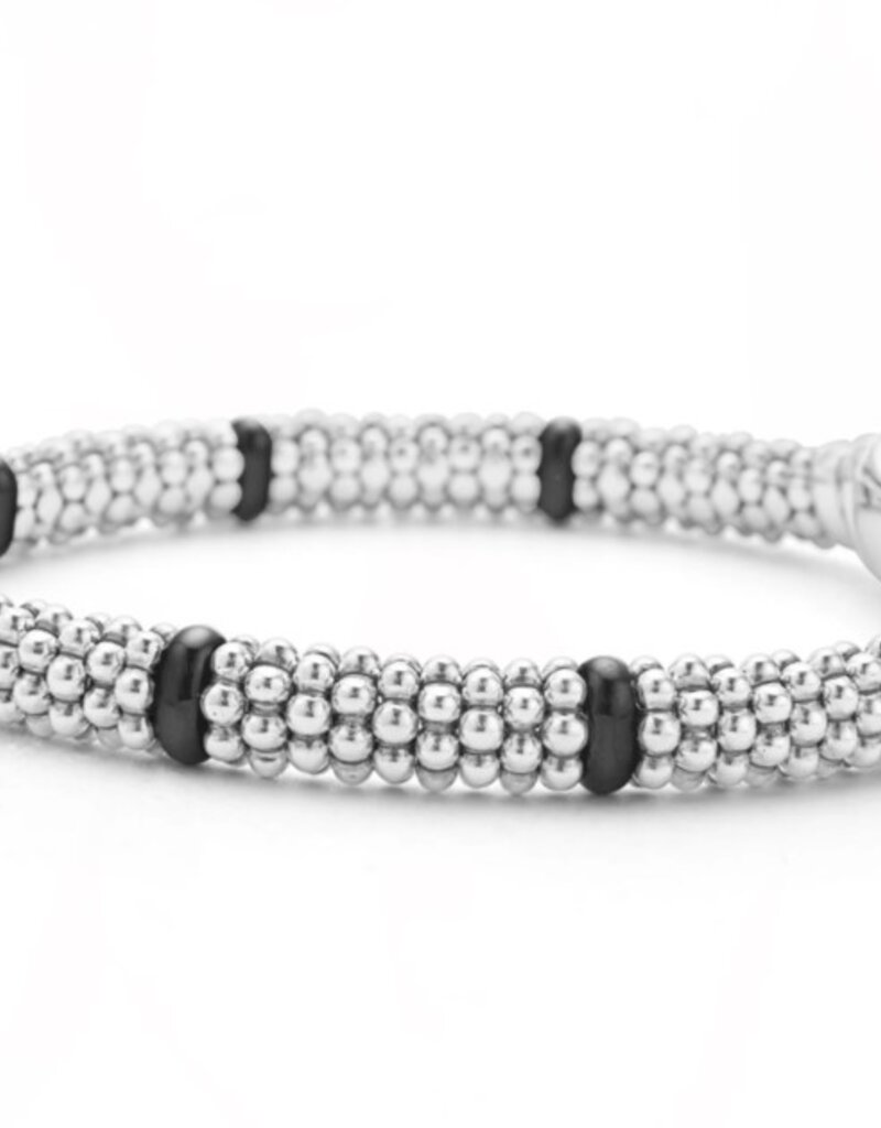 LAGOS Black Caviar  Six Station Diamond Caviar Bracelet 6mm