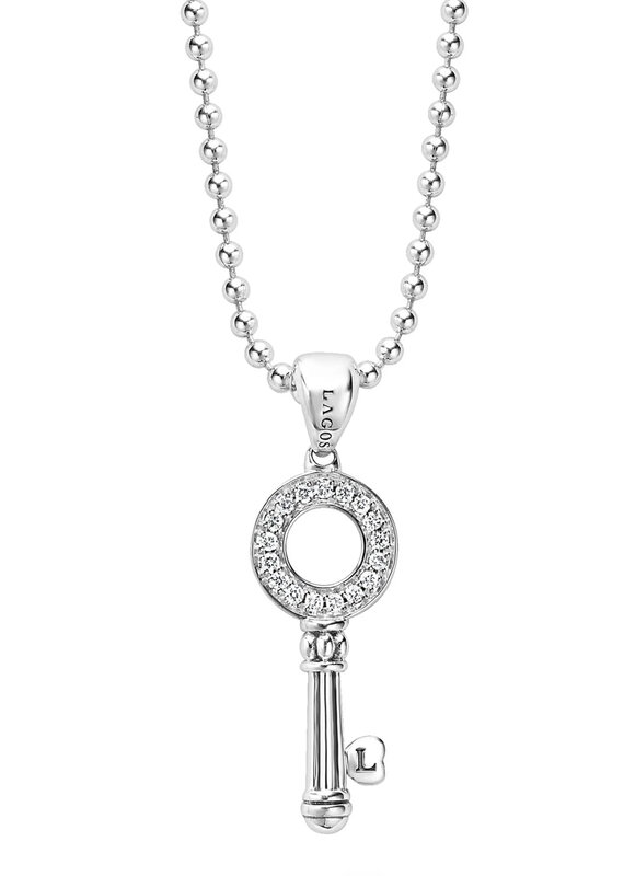 LAGOS Caviar Spark Diamond Key Pendant Necklace