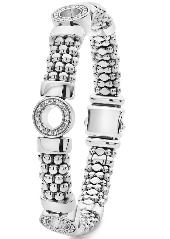 LAGOS Caviar Spark Diamond Three Station Diamond Circle Caviar Bracelet