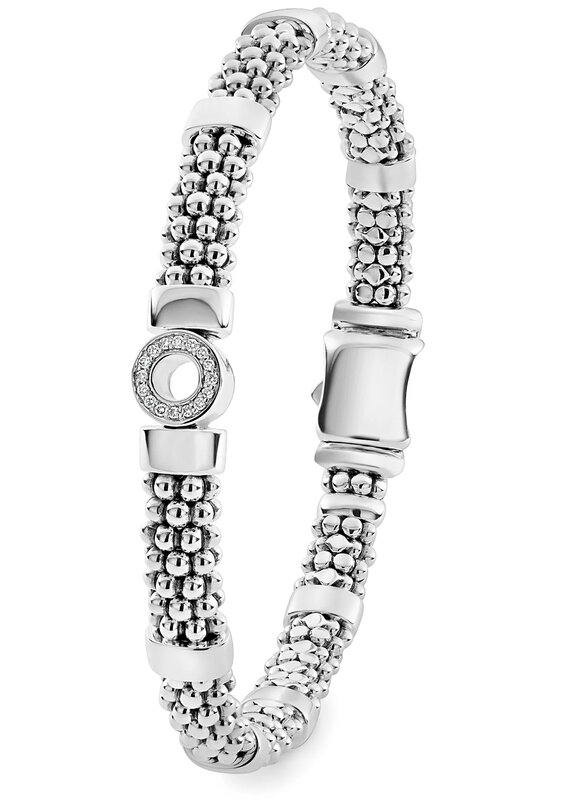 LAGOS Caviar Spark Diamond Small Single Station Diamond Circle Caviar Bracelet